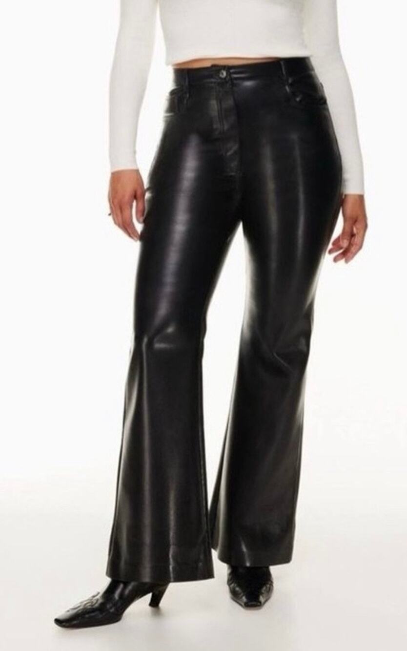 Aritzia Wilfred Black Faux Leather High Rise Flare Pants Women’s Size 6 Y2K